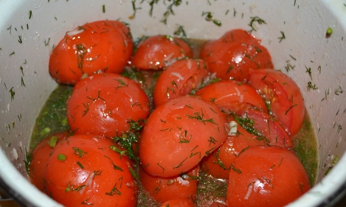Üç saat içinde hafif tuzlu domatesler