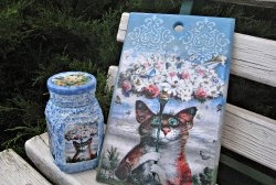 Set de cuina amb tècnica de decoupage