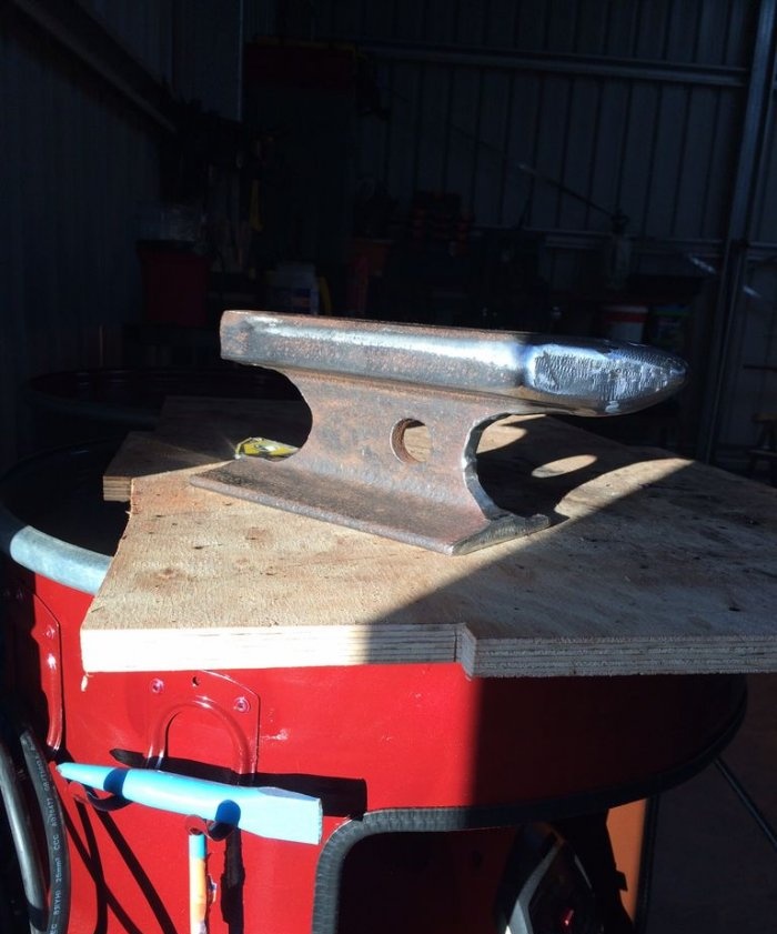 Anvil made from a piece of rail