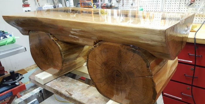 Original bench made of natural wood