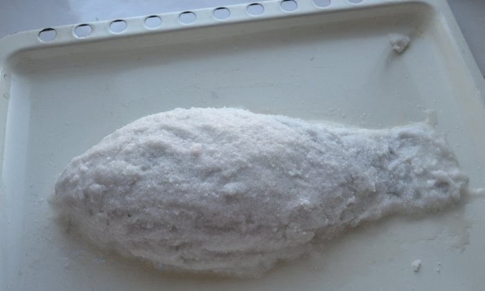 Crucian karp bakad i salt