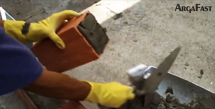 Using a template when laying bricks