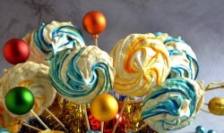 New Year's colorful meringues on skewers