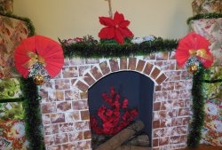 Decorative false fireplace made of cardboard