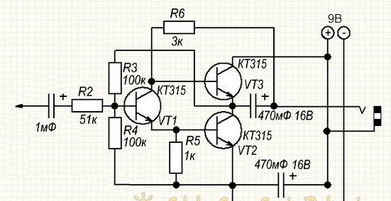 Bộ khuếch đại đơn giản và công suất thấp trên KT315