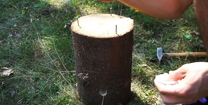 Three options for making a Finnish candle from a log