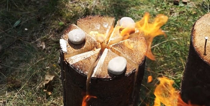 Τρεις επιλογές για την κατασκευή ενός φινλανδικού κεριού από ένα κούτσουρο