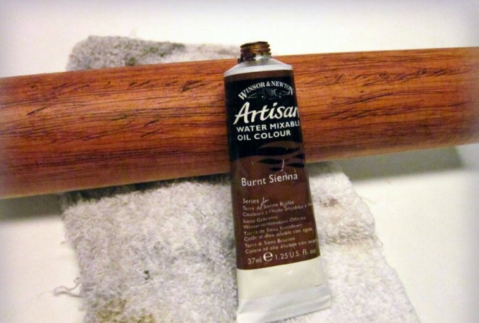 Decorating PVC pipes to look like natural wood