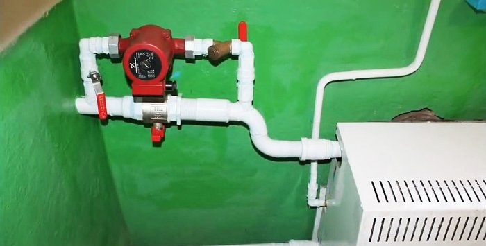 Installing a circulation pump in a heating system using a bypass