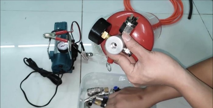 Cara membuat penerima untuk pemampat 12 V daripada alat pemadam api