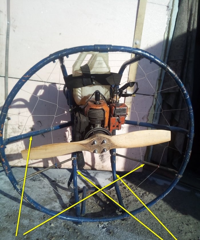 Backpack type aeropropulsion mula sa isang Ural chainsaw