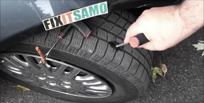 Repairing a puncture without removing the wheel