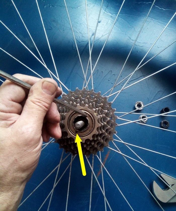 Demontering, underhåll och montering av baknav och spärrhake på cykelhjulet
