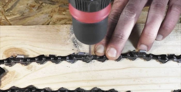 Attachment para sa isang angle grinder na ginawa mula sa chainsaw chain