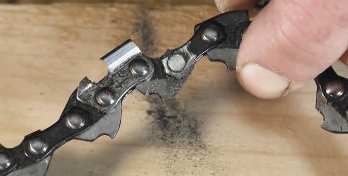 Attachment para sa isang angle grinder na ginawa mula sa chainsaw chain