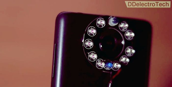 Dispositivo de visión nocturna de bricolaje desde un teléfono móvil.