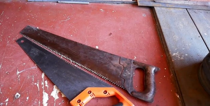 Pemotong logam diperbuat daripada gergaji besi kayu lama
