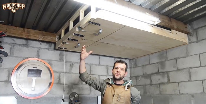 How to make hanging shelves in a garage or workshop that don't take up space
