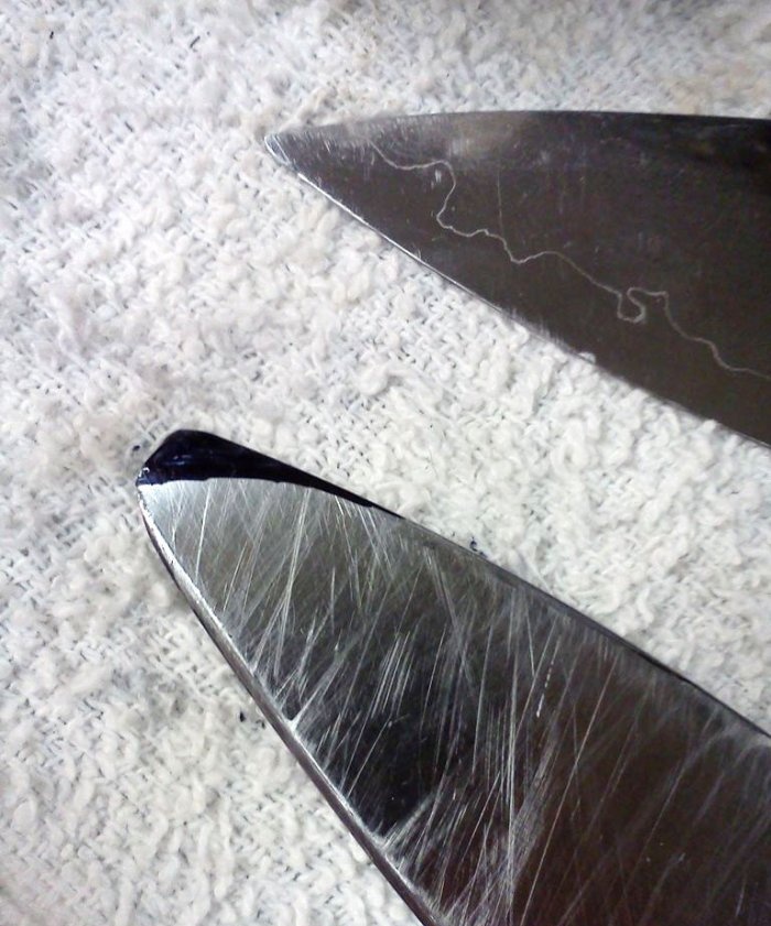 Como consertar uma faca de cozinha com ponta quebrada