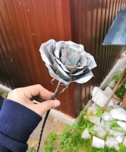 DIY roze izgatavota no lokšņu tērauda