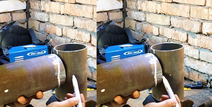 Kaedah kimpalan kolar untuk memasukkan paip dengan diameter yang berbeza
