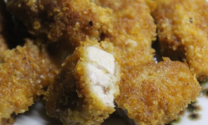 Crispy corn-breaded chicken nuggets