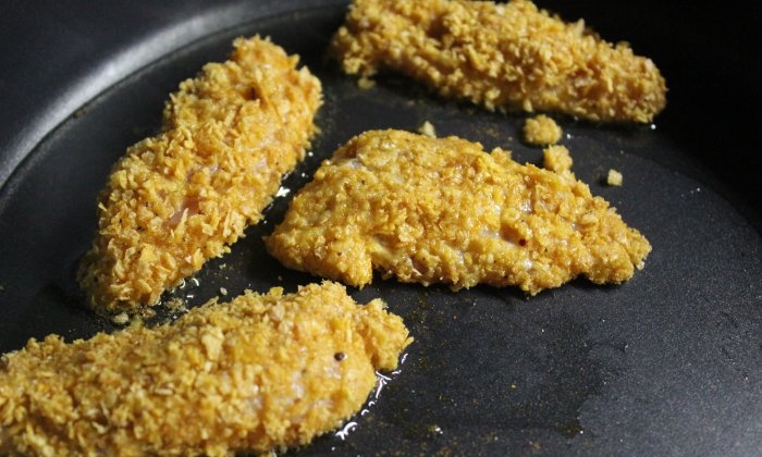 Crispy corn-breaded chicken nuggets