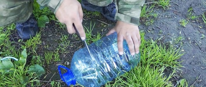 Cómo pescar con una botella de plástico.