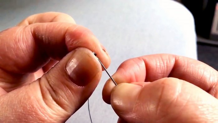 How to thread a needle without wetting the tools and unnecessary red tape