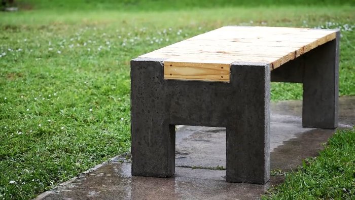 Cara membuat bangku luar daripada konkrit dan kayu
