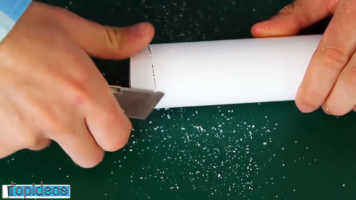 Ako vyrobiť tvarovaný nôž na zeleninu z kusu PVC rúrky
