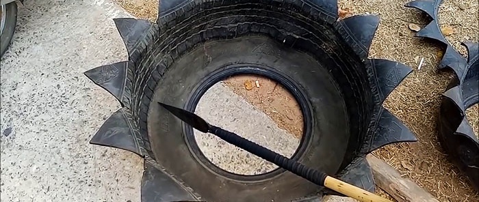 Fioraia realizzata con un vecchio pneumatico
