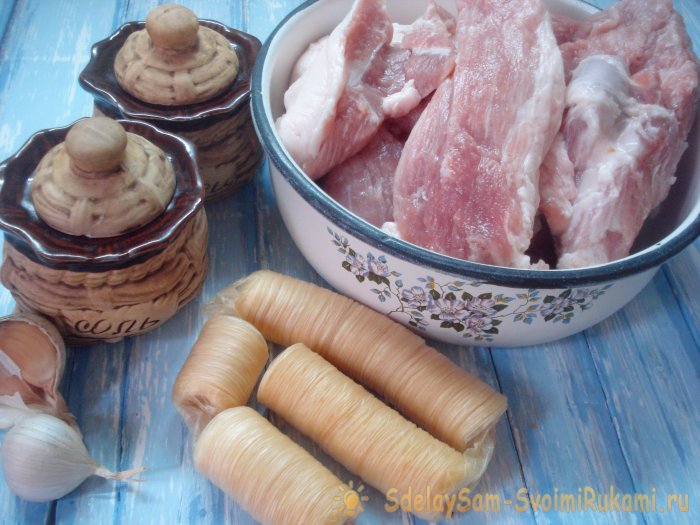 Delicious Ukrainian sausages in a collagen casing