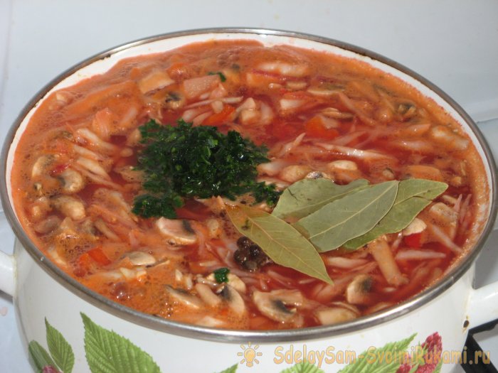 Món borscht nhanh, nhẹ và ngon với nấm mà không cần chiên