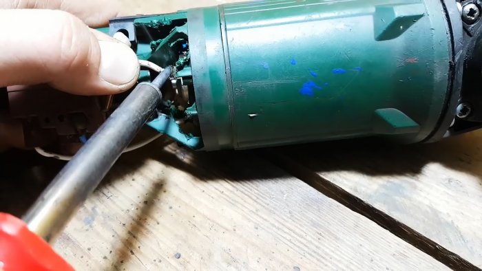 How to convert an angle grinder to 12 V