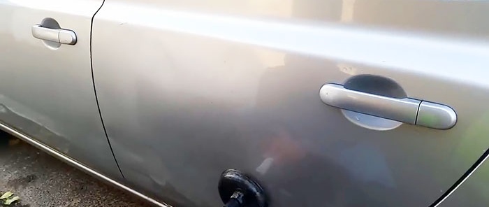 Removing dents with a plunger