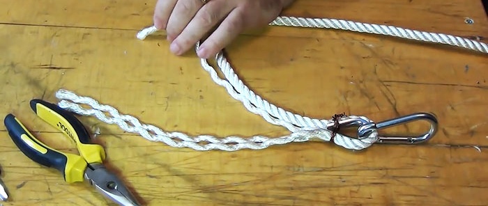 Hur man flätar ett rep utan knut till en ögla eller för att fästa en fingerborg