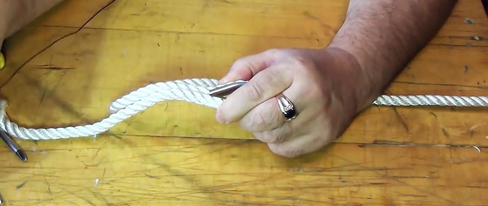 Kā iepīt virvi bez mezgla cilpā vai uzpirksteņa piestiprināšanai