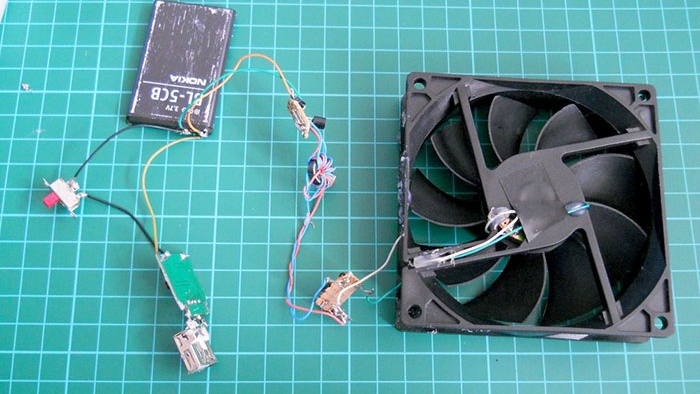Veterný generátor na bicykel od počítačového ventilátora