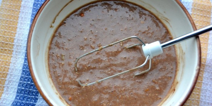 Chocolate cupcake with oatmeal in the microwave in a mug in 5 minutes