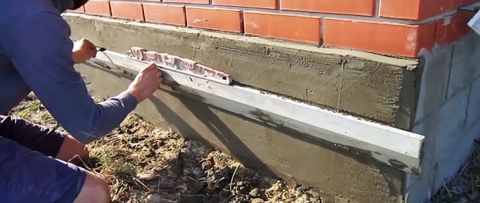 Cheap and cheerful finishing of the base with cement mortar
