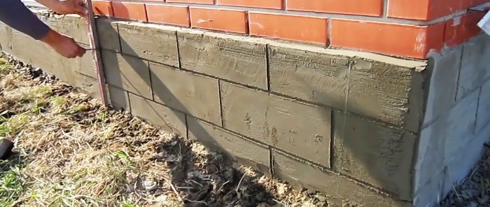 Billig og munter efterbehandling af basen med cementmørtel
