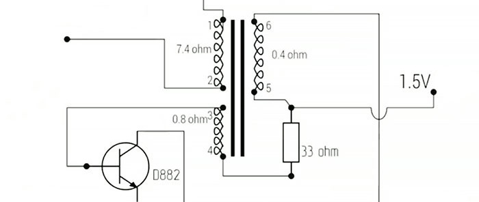 Ik heb de kapotte oplader gedemonteerd en uit drie onderdelen een 220 V step-up converter samengesteld