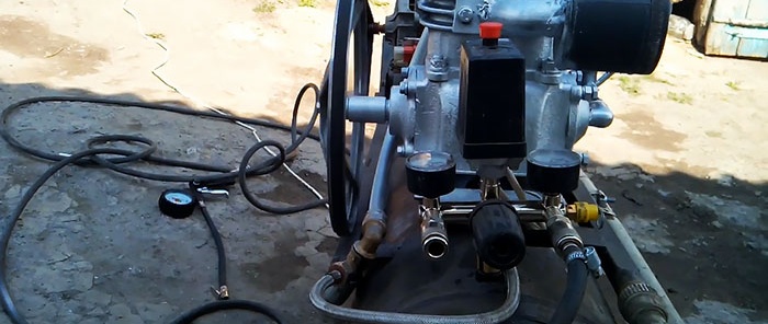 Luftkompressor fra en ZIL-enhet og en vaskemaskinmotor