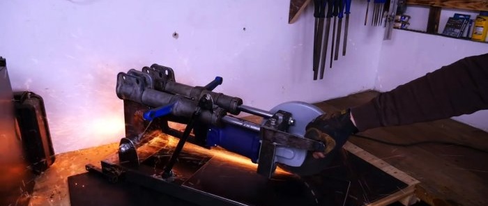 Cách chế tạo máy cắt từ máy mài góc và giảm xóc cũ