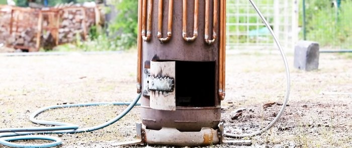 How to make an instantaneous water heater from a gas cylinder
