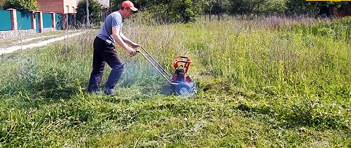 วิธีทำเครื่องตัดหญ้าอันทรงพลังจากเลื่อยไฟฟ้าเก่าที่จะตัดพืชผักทุกชนิด