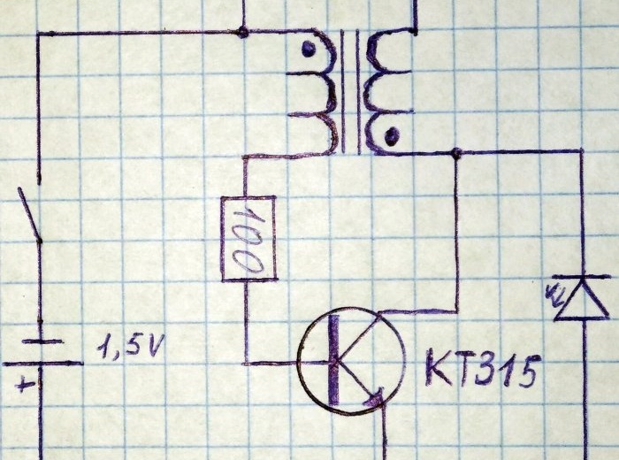 En konverter, der vil lave et LED-lys fra ét batteri