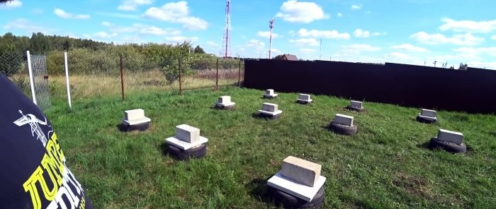 Una base barata feta amb pneumàtics de cotxe en un parell d'hores