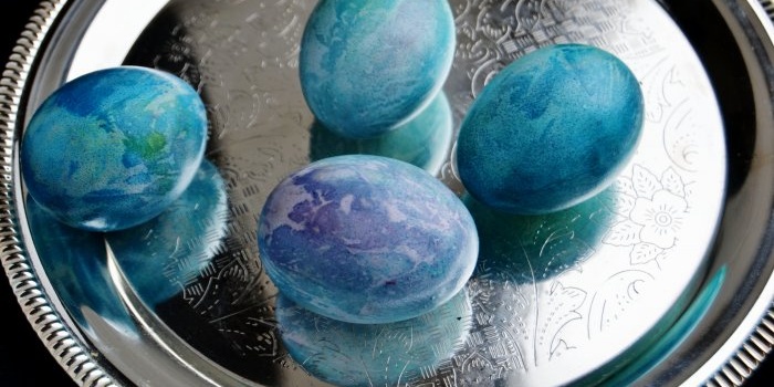 Easter eggs painted with food coloring